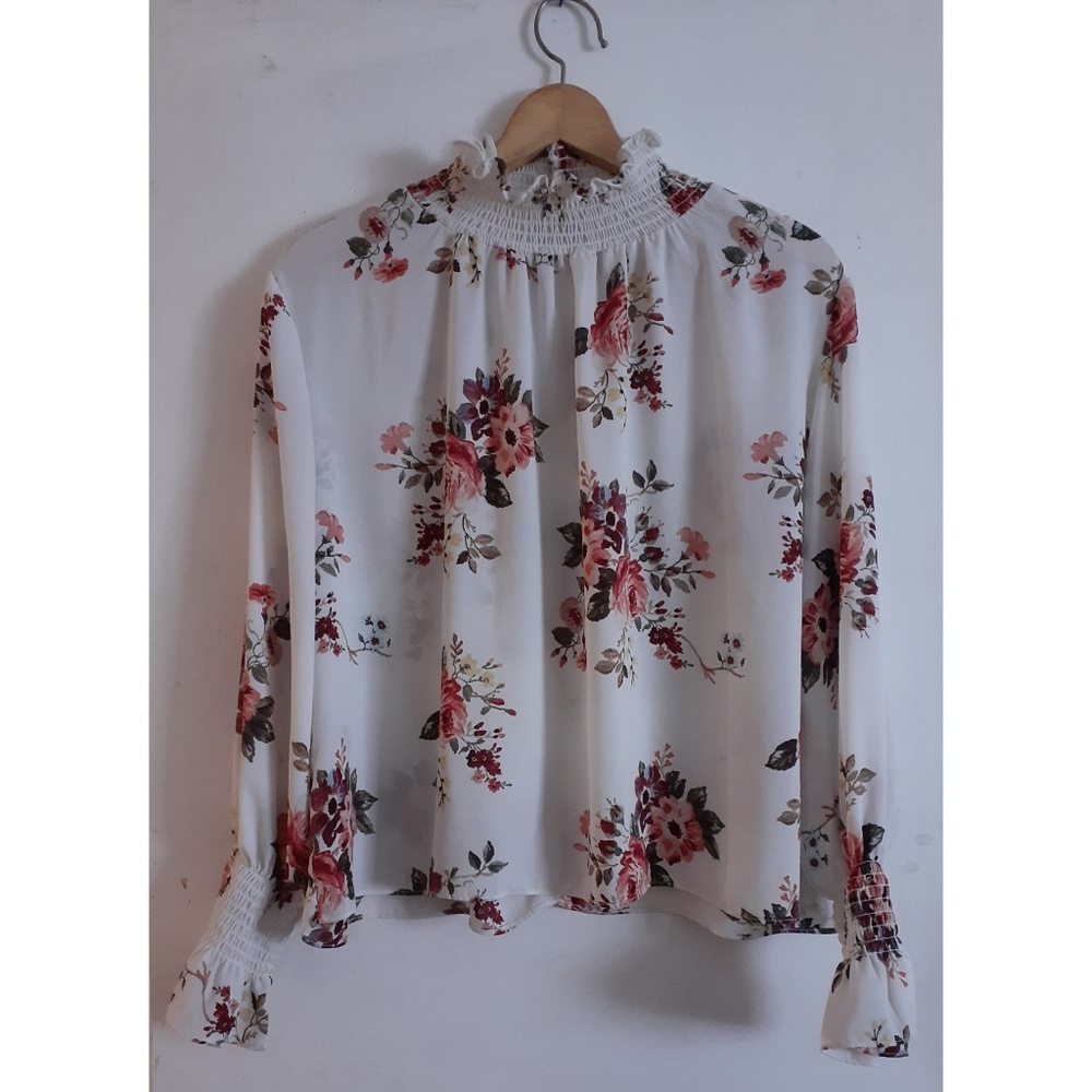 |Shinestar Ruffled Floral Cuff Blouse|🍂